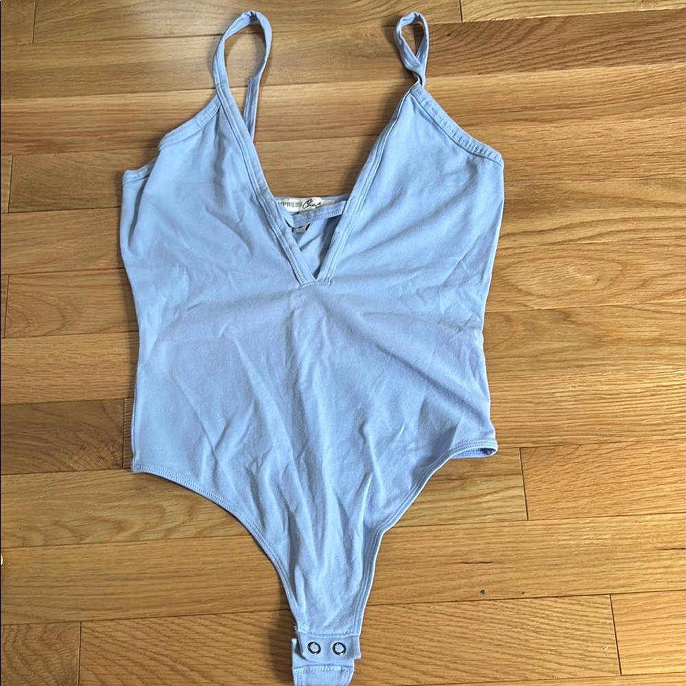 Express Sky Blue V-Neck Bodysuit